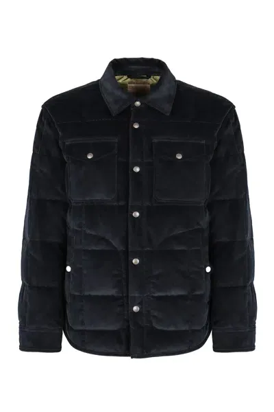 Woolrich Quilted Jacket With Snaps In Blue