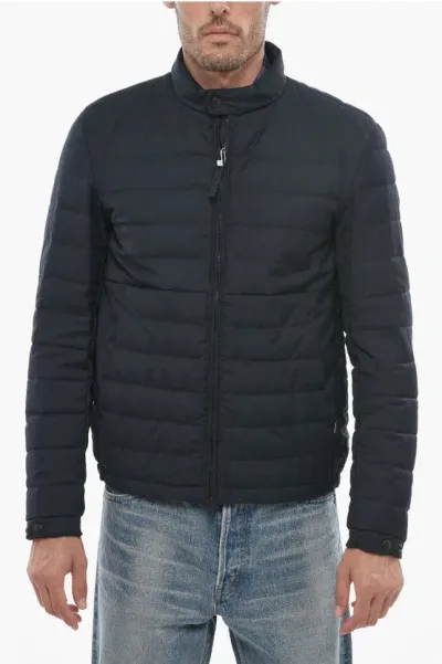 Woolrich Quilted Luxe Lightweight Down Jacket With Zip Closure In Blue