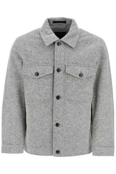 Woolrich Reflective Wool Blend Shirt Jacket In Grey