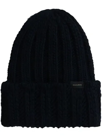 Woolrich Ribbed-knit Beanie In Blue