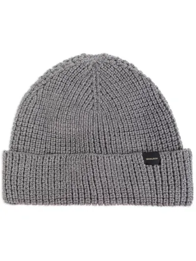 Woolrich Ribbed-knit Beanie In Grey