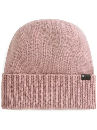 Woolrich Ribbed-trim Cashmere Beanie In Pink