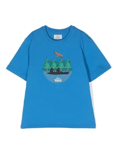 Woolrich Kids' Road Trip Logo-printed T-shirt In Blue