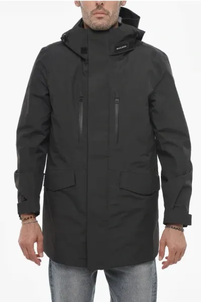 Woolrich Solid Color Down Jacket With Removable Inner In Black