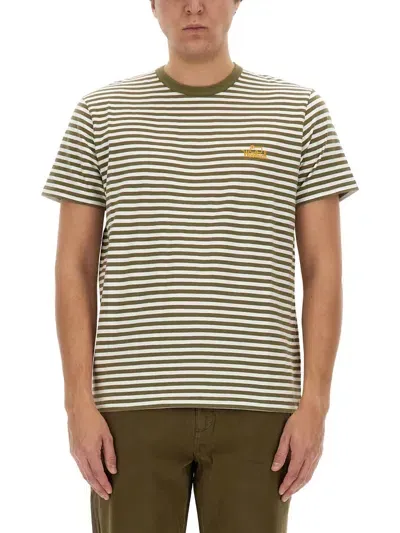 Woolrich Striped T-shirt In Green