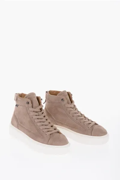 Woolrich Suede All Around High-top Sneakers With Zip In Brown