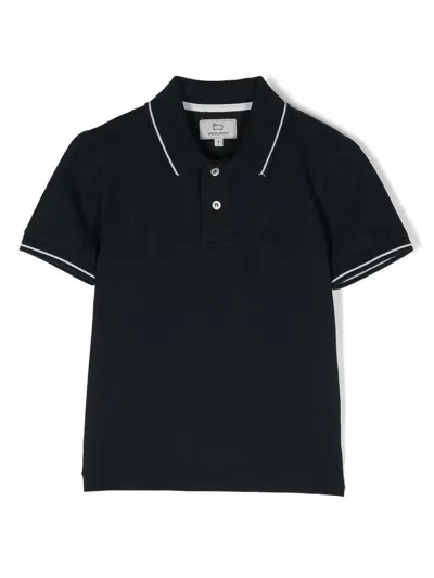 Woolrich Kids' Tipped Polo Shirt In Blue