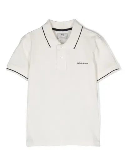 Woolrich Kids' Tipped Polo Shirt In White