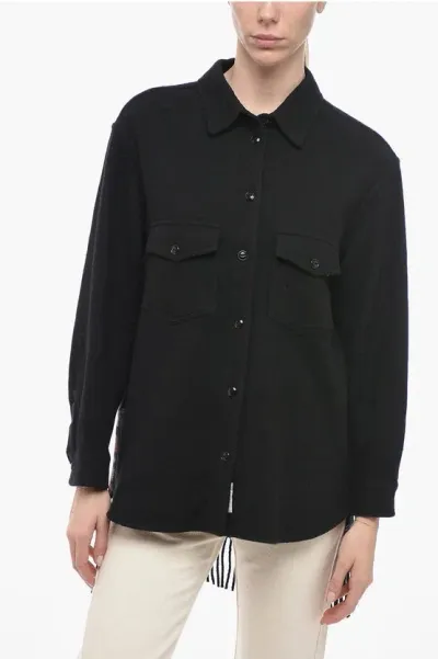 Woolrich Wool Alaskan Shirt With Fringe In Black