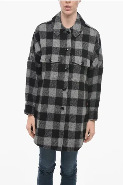 Woolrich Wool Blend Buffalo Overshirt In Gray