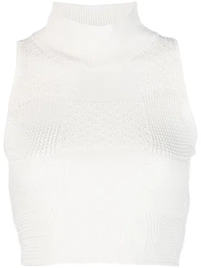 Woolrich High-neck Knitted Cropped Top In White