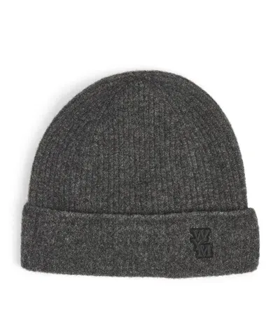 Wooyoungmi Wool-blend Logo Beanie In Grey