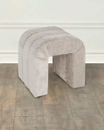 Worlds Away Finch Channel-tufted Chenille Stool In Taupe