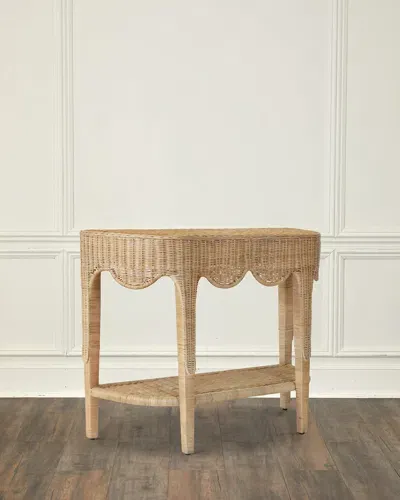 Worlds Away Palome Scalloped Demilune Table In Natural