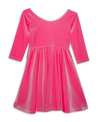 Worthy Threads Girls' Girls Twirly Dress In Pink Candy Stretch Velvet - Little Kid, Big Kid In Light Pink