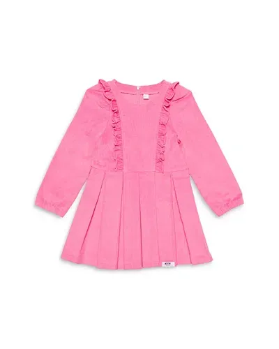 Worthy Threads Girls' Long Sleeve Ruffle Dress In Pink Corduroy - Little Kid