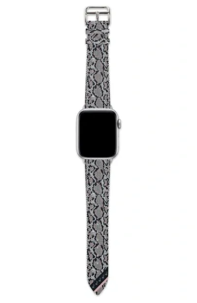 Wristpop Jimmy Snakeskin Print Faux Leather Apple Watch® Watchband In Pink/black