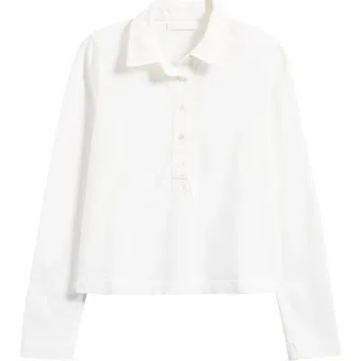 Wyeth Long Sleeve Cotton Polo In White