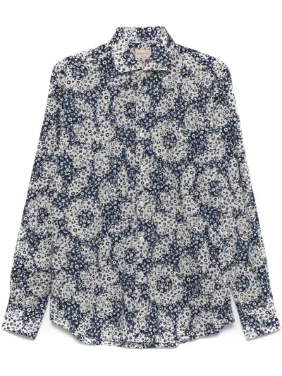 Xacus Floral-print Shirt In Blue