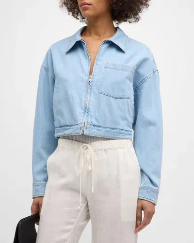 Xirena Anton Cropped Denim Jacket In Light Blue