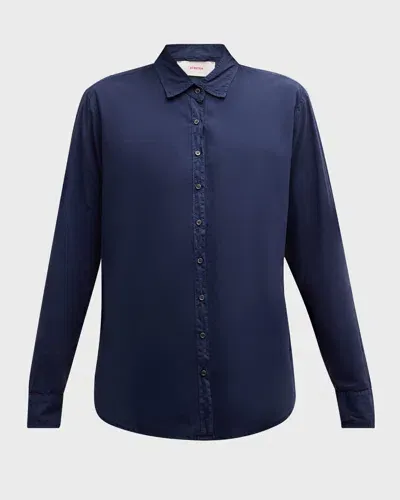 Xirena Beau Button-down Silk Crepe De Chine Shirt In Navy