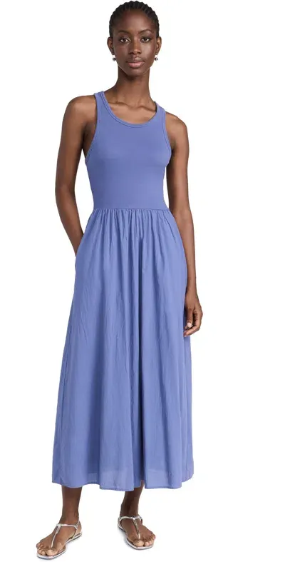 Xirena Flynn Sleeveless Racerback Cotton Midi Dress In Marlin Blue