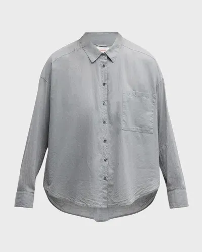 Xirena Jordy Oversized Cotton Shirt In Stone Grey