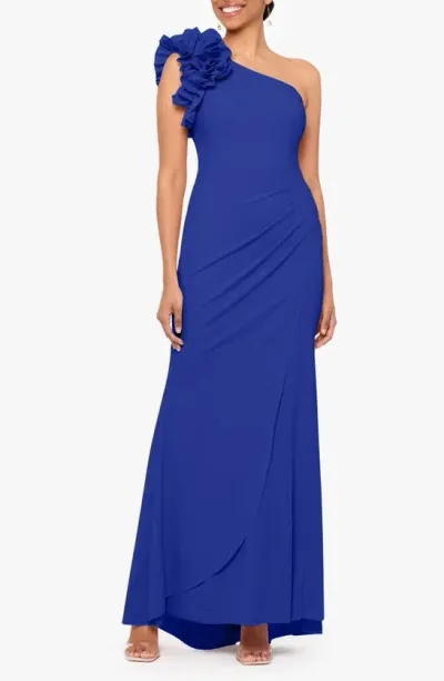 Xscape Ruffle One-shoulder Mermaid Gown In Marine