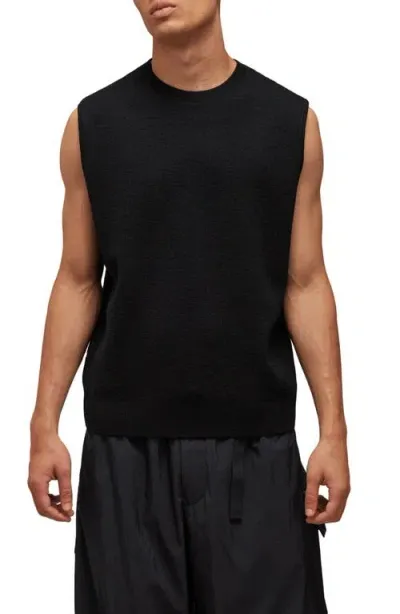 Y-3 3-stripes Wool Blend Sweater Vest In Black