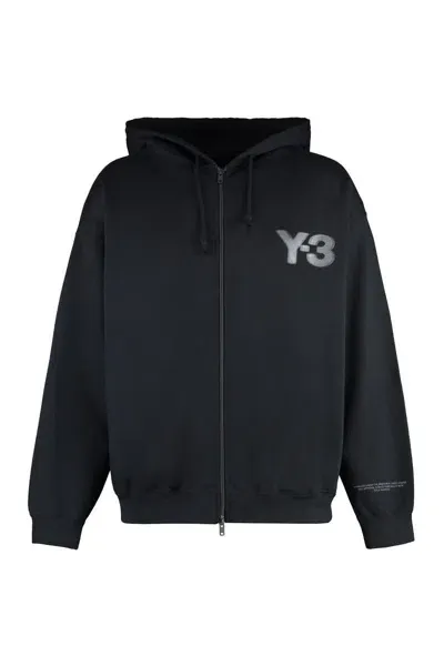 Y-3 Adidas Full Zip Hoodie In Black