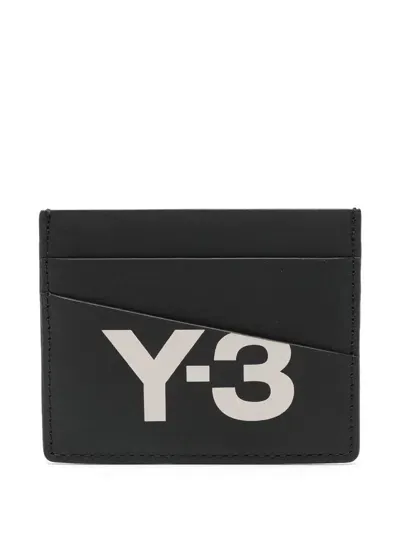 Y-3 Adidas Logo-print Leather Cardholder In Black