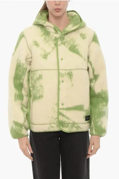 Y-3 By Yohji Yamamoto Adidas Tie-dye Effect Hooded Jacket With Cut-out Details In Green