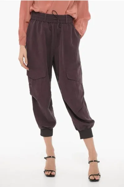 Y-3 By Yohji Yamamoto Adidas Wide Leg Cargo Pants With Elastic Waistband In Brown