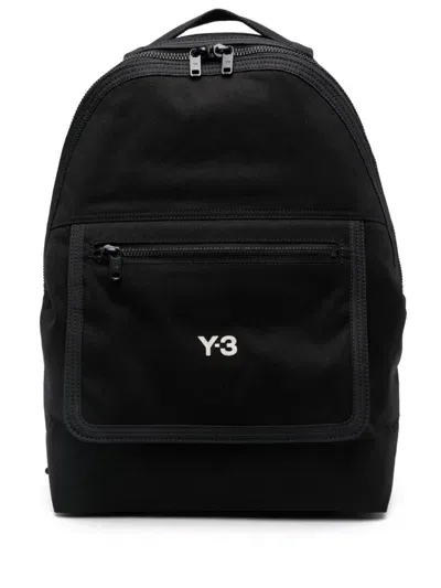 Y-3 Logo-print Canvas Backpack In Black