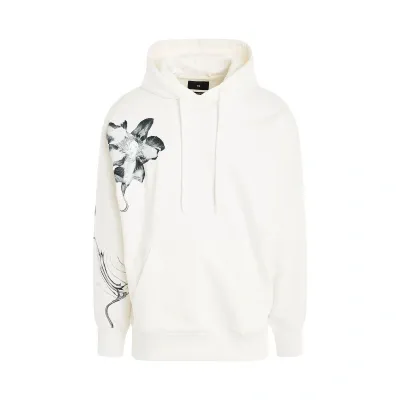 Y-3 Flower Graphic Hoodie In White