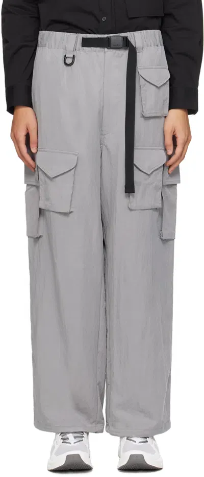 Y-3 Gray Belted Cargo Pants In Grey