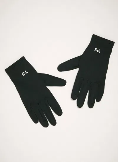 Y-3 Logo Print Run Gloves In Black