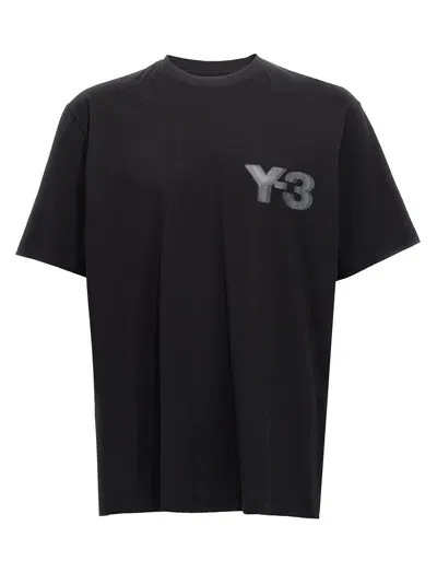 Y-3 Logo Cotton Short-sleeved T-shirt In Black