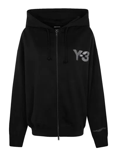 Y-3 Logo Zip Hoodie In Negro