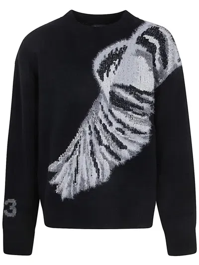 Y-3 Gfx Wool Blend Graphic Sweater In Black