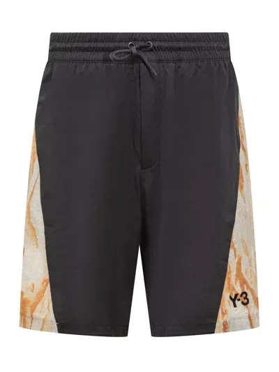 Y-3 Shorts With Rust Dye Print In Black/mucoca