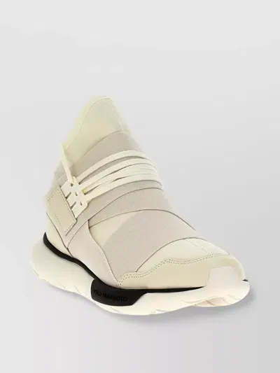 Y-3 White Canvas Sneakers In Off White/cream White/black