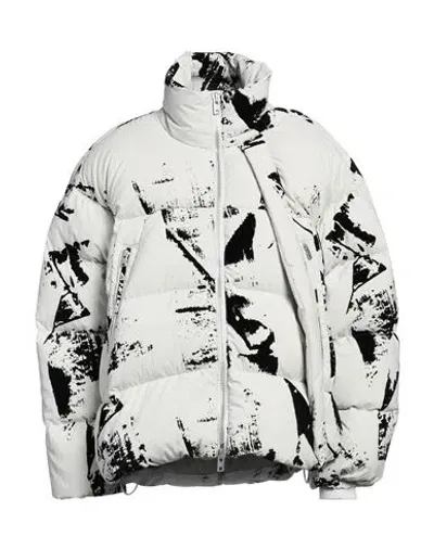 Y-3 Flock Puff Printed Down Jacket In White,black