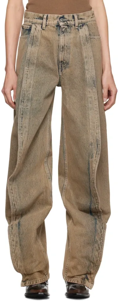 Y/project Beige Banana Jeans In Neutrals