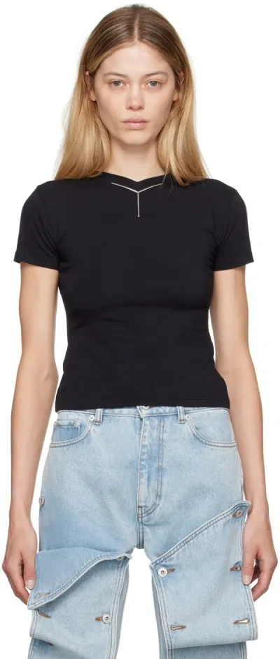 Y/project Baby T-shirt With Ribbed V Collar In Black