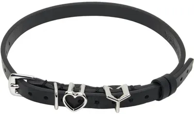 Y/project Black Y Heart Belt Choker In Black/silver