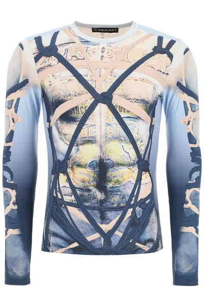 Y/project Bondage Print T-shirt In Blue