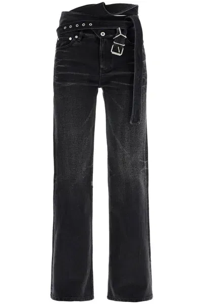 Y/project Bootcut Jeans With Criss-cross In Black