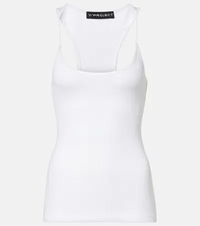 Y/project Cotton Jersey Tank Top In White