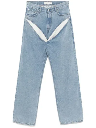 Y/project Cut-out Detail Jeans In Blue